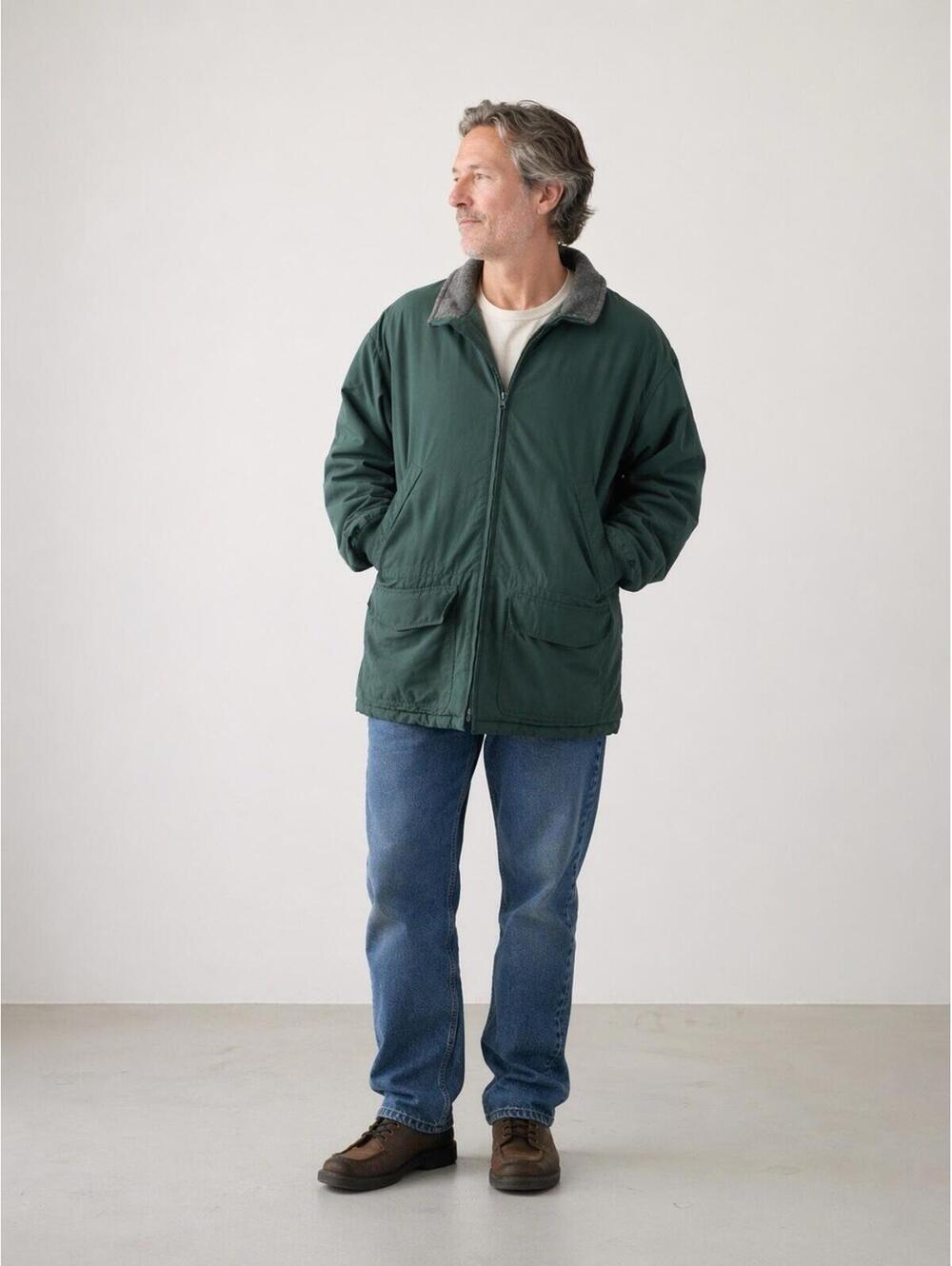 Vintage J.‎ Crew Men’s Sz Sm Jacket Green Oarsman Fleece Lined Full Zip Nautical